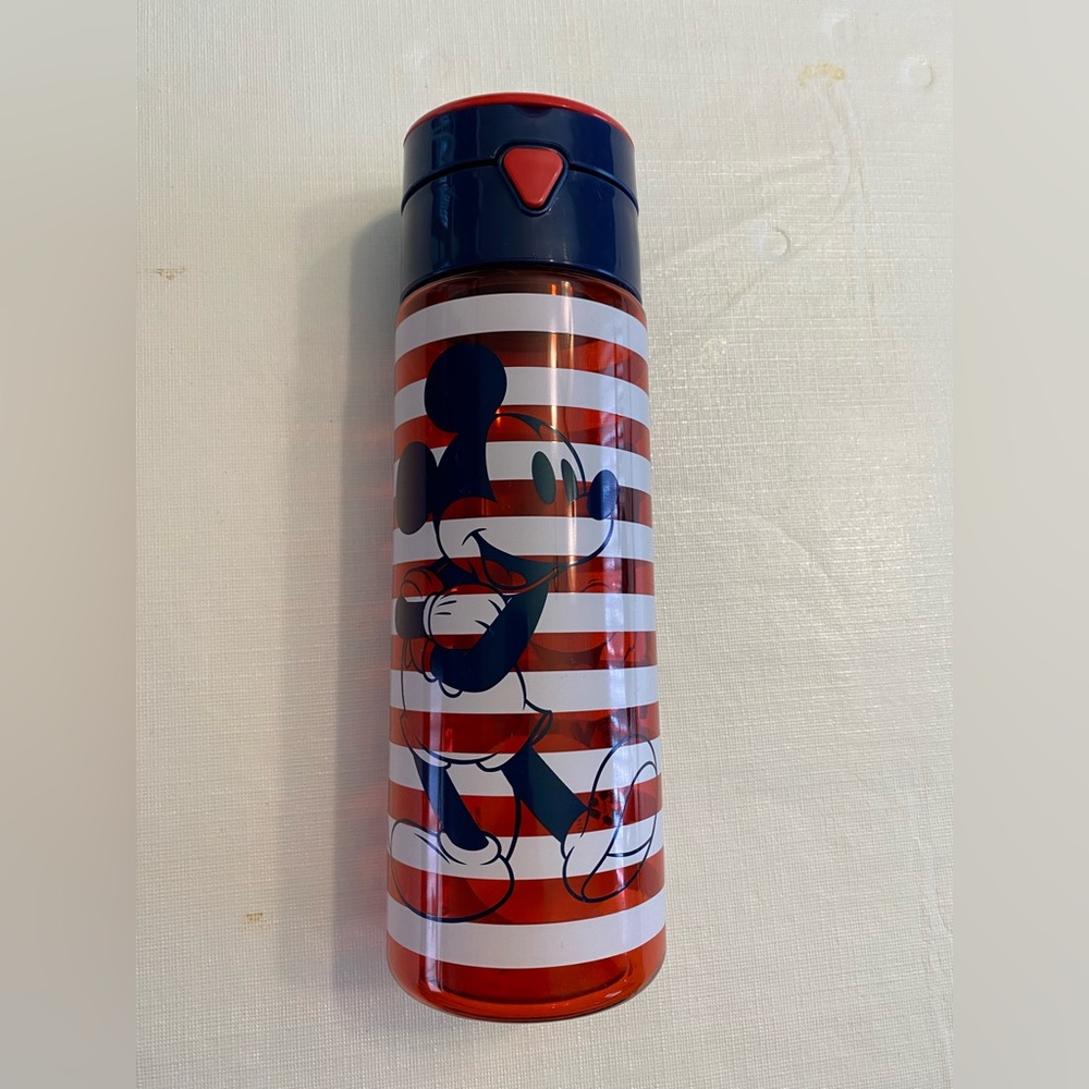 Disney Mickey Mouse Plastic Striped Water Bottle 9in NWT